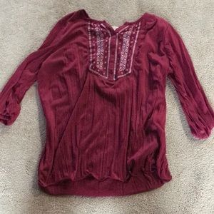 long sleeve maroon top